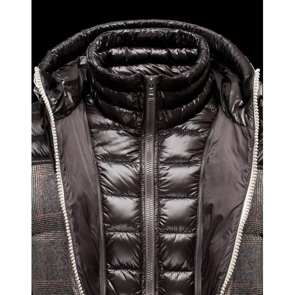 Moncler Semplice Marrone E Grigio Zipper Slash e tasche Whorl Uomo Cappotti uscita